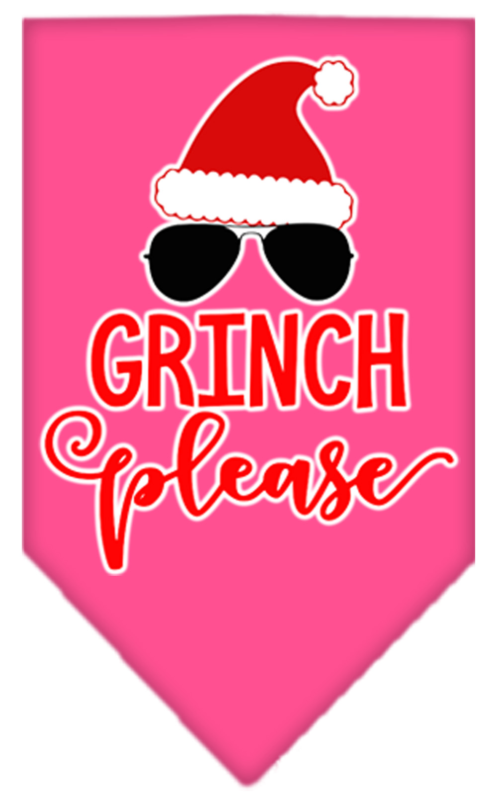 Grinch Please Screen Print Bandana Bright Pink Large